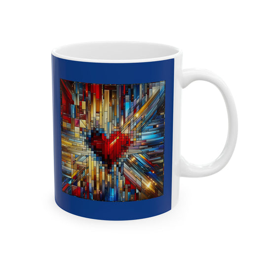Mosaic Heart (Love and Logic) | Coder’s Coffee Mug Blue