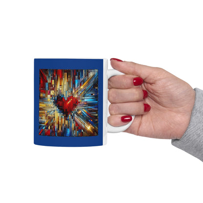 Mosaic Heart (Love and Logic) | Coder’s Coffee Mug Blue