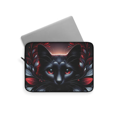 Black Cat Floral Laptop Sleeve - Stylish Protection for Tech Enthusiasts