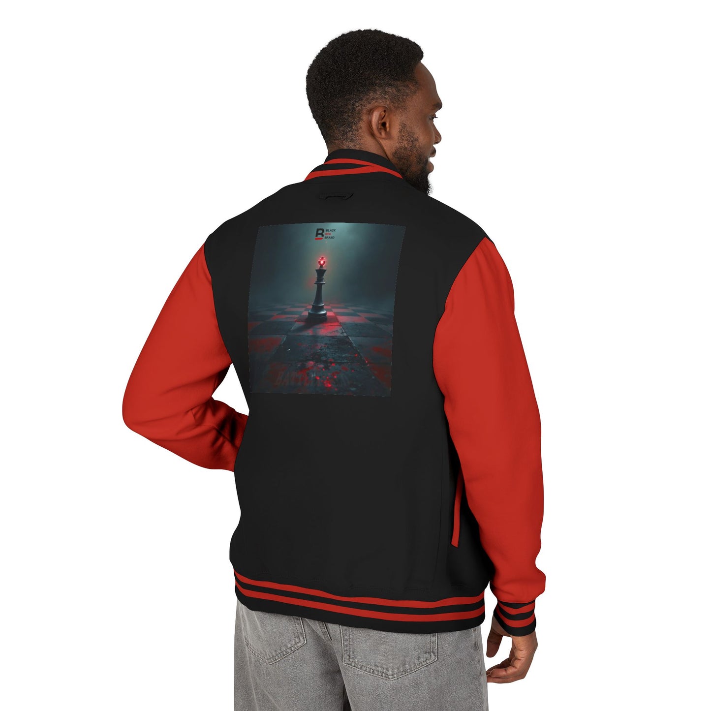 LONE KING Unisex Heavyweight Letterman Jacket - Bold Graphic Chess Design