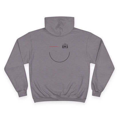 Champion Hoodie with Smile Graphic, Cozy Streetwear