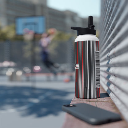 Black Red Barcode | Stylish Stainless Steel Water Bottle