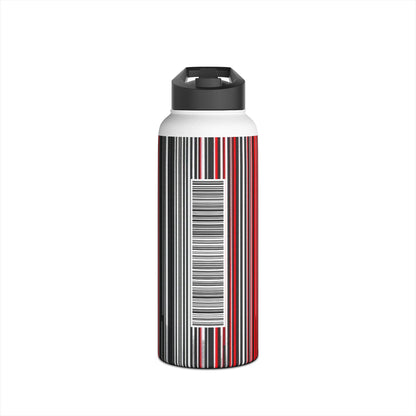 Black Red Barcode | Stylish Stainless Steel Water Bottle