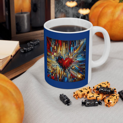 Mosaic Heart (Love and Logic) | Coder’s Coffee Mug Blue