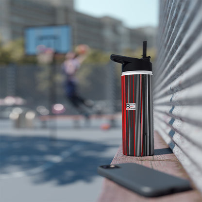 Black Red Barcode | Stylish Stainless Steel Water Bottle