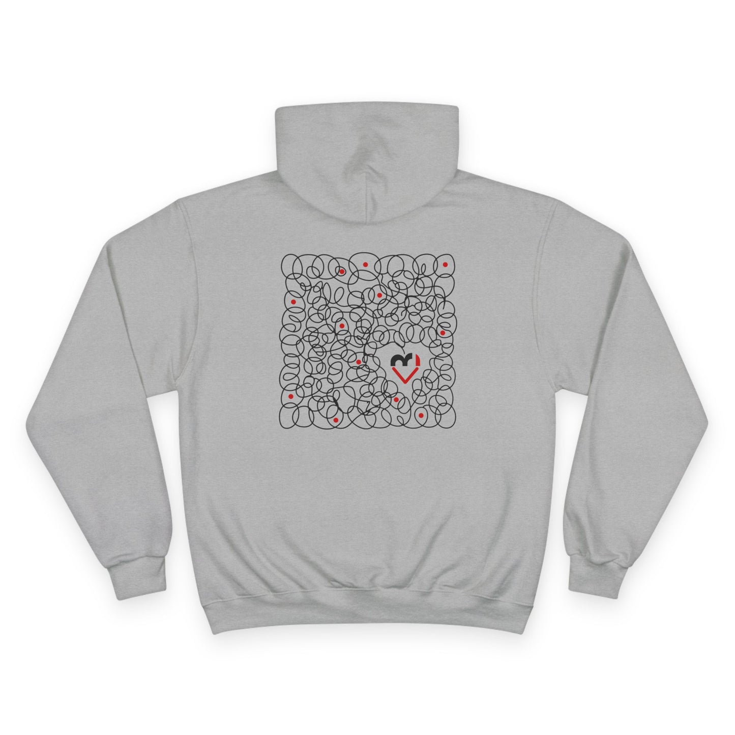 Black Red Doodle Heart | Champion Hoodie