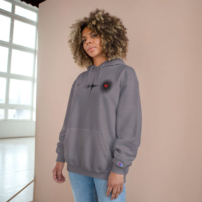 Black Red Doodle Heart | Champion Hoodie