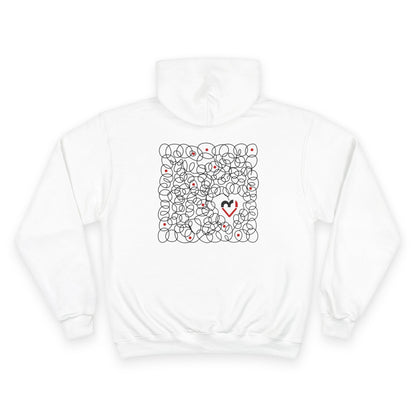 Black Red Doodle Heart | Champion Hoodie
