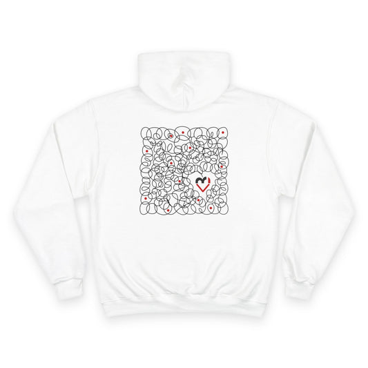 Black Red Doodle Heart | Champion Hoodie