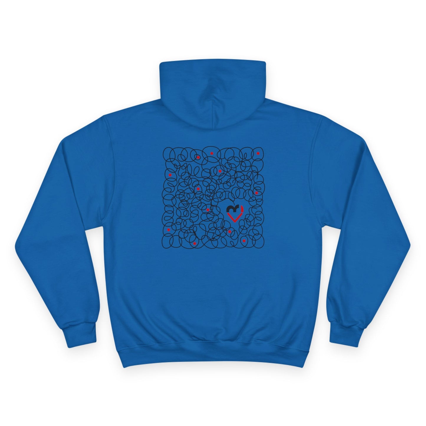 Black Red Doodle Heart | Champion Hoodie