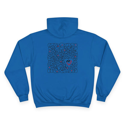 Black Red Doodle Heart | Champion Hoodie