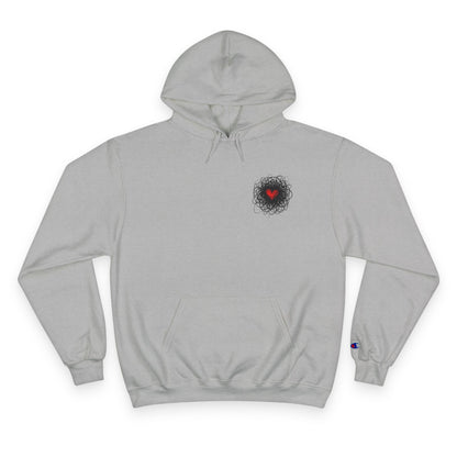 Black Red Doodle Heart | Champion Hoodie