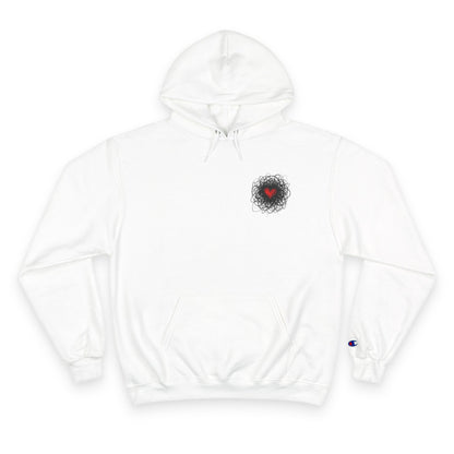 Black Red Doodle Heart | Champion Hoodie