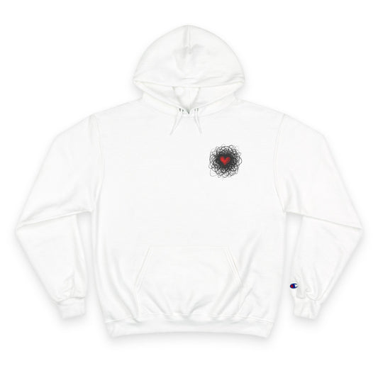Black Red Doodle Heart | Champion Hoodie