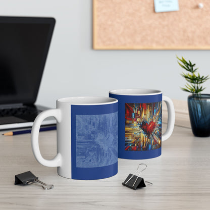 Mosaic Heart (Love and Logic) | Coder’s Coffee Mug Blue