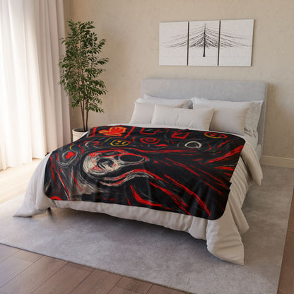 Black Red Scream - Fleece Sherpa Blanket