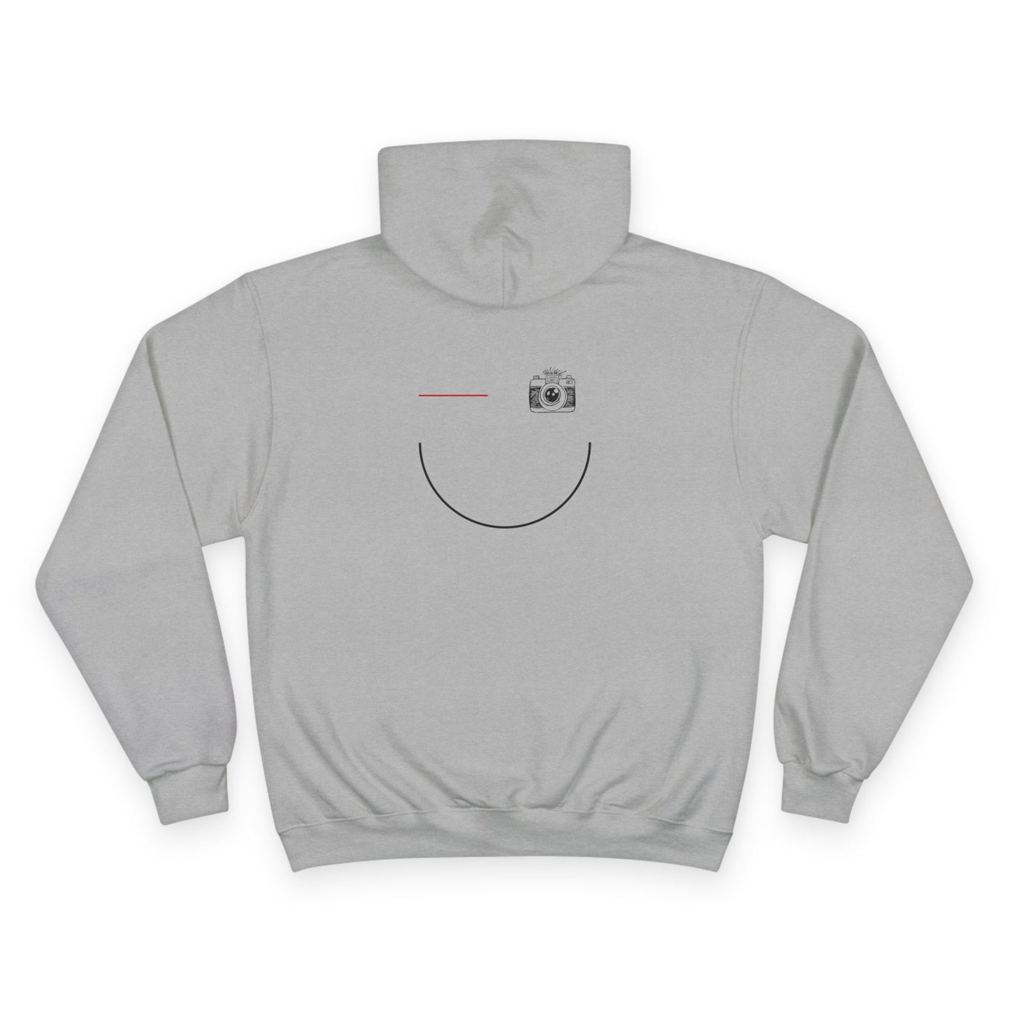 Champion Hoodie with Smile Graphic, Cozy Streetwear
