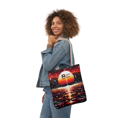 Sunset Vibe Canvas Tote Bag with 5-Color Straps